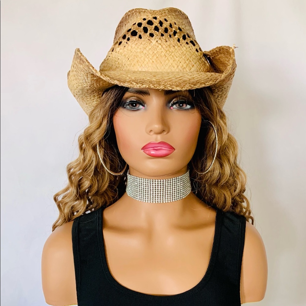 Long 26” Golden Brown Water Wave Premium Fiber Lace Front Wig